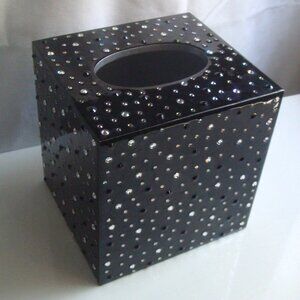 MIKE+ALLY NYC Crystal Ebony Black Boutique Tissue Box Cover